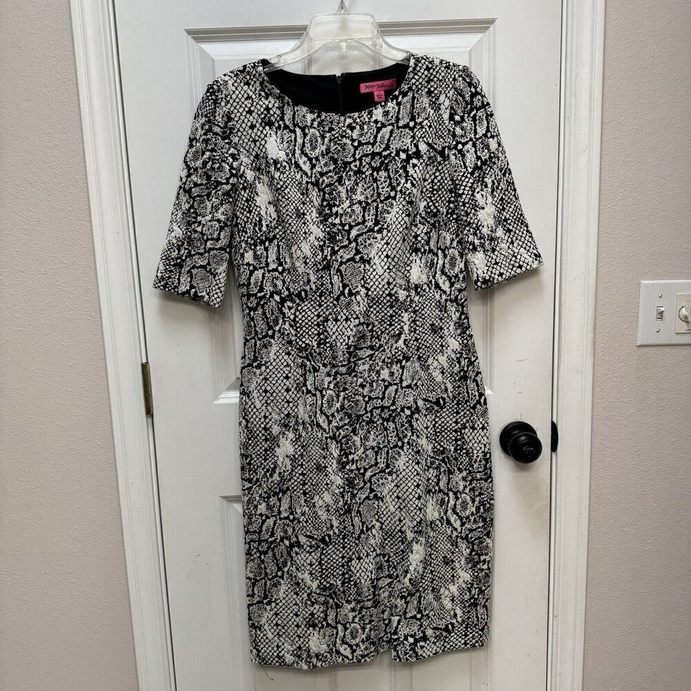 Betsy Johnson Black & White Snake Skin Animal Print Formal Dress Size 10